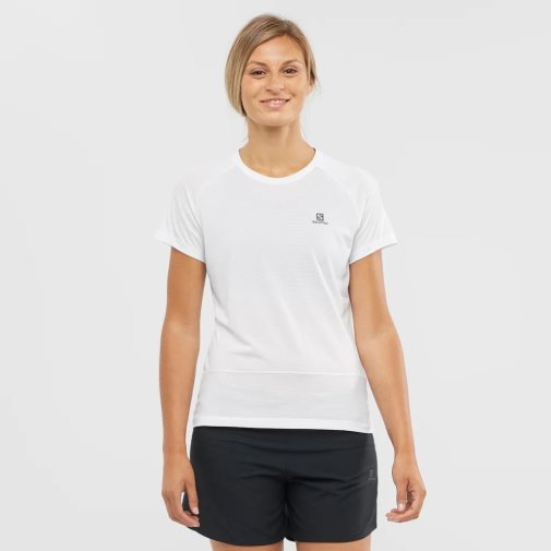 White Salomon Cross Run Short Sleeve Women's T-Shirts | PH 10987A